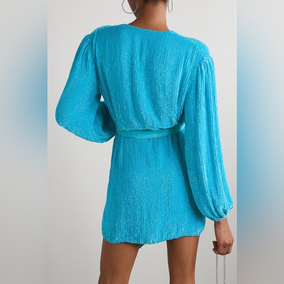 Retrofete Gabrielle 👗 Robe Wrap Dress 🩵 BLUE XS (rare color) stunning 🤩 - Picture 7 of 9